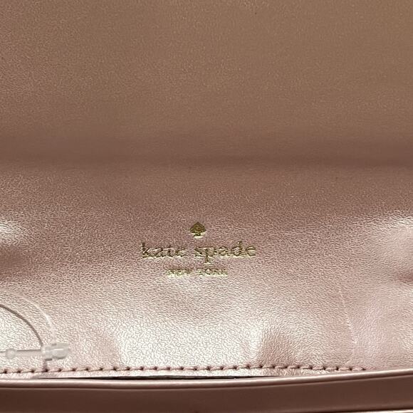 Nwt Kate Spade Rose Gold Pink Glitter Sunset Lane Milou Wallet Clutch Chain Bag - Picture 13 of 14